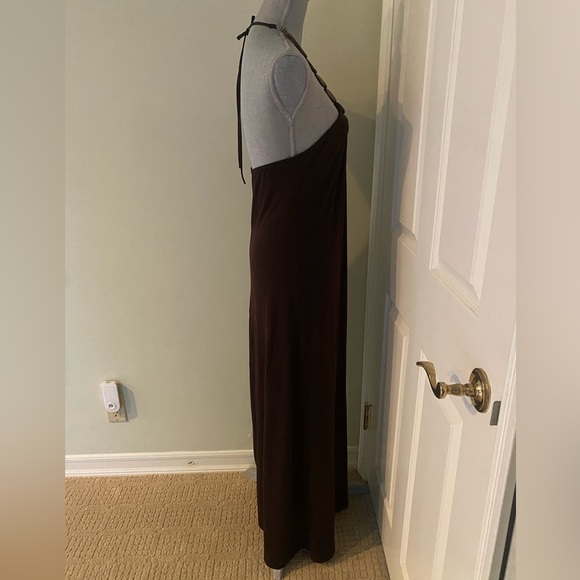 Maxi Halter Dress with Wooden Embellishment around neck - Picture 2 of 5